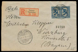 FINLAND. 1921. Tampere - Germany. Registered Env Fkd 80p Blue Pair. Nice. - Other & Unclassified