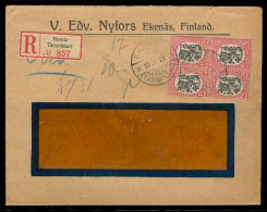 FINLAND. 1925. Ekenas - Germany. Registr Fkd Env. 1m Block Of 4. VF. - Other & Unclassified