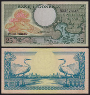 Indonesien - Indonesia 25 Rupiah Banknote 1959 Pick 67a AUNC (1-) Schwan  (21460 - Sonstige – Asien