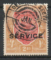 India GV 1912-23 2 Rupees Pale Carmine & Brown, Wmk. Single Star, Service Official, Used, SG O92 (E) - 1911-35 Koning George V