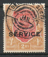 India GV 1912-23 2 Rupees Pale Carmine & Brown, Wmk. Single Star, Service Official, Used, SG O92 (E) - 1911-35  George V