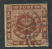 Denmark:Danemark:Used Stamp 4 S 1858, Dark Brown - Gebruikt