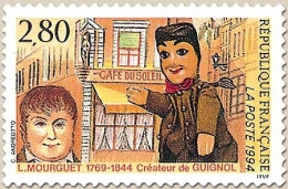 150e Anniversaire De La Mort De Laurent Mourguet (1769-1844), Guignol. Portrait, La Marionnette  2f.80 Y2861 - Unused Stamps