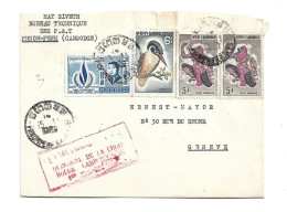 CAMBODIA - COVER TO SWITZERLAND RED CROSS CROIX ROUGE - FAUNA BIRDS OISEAUX - Myanmar (Birma 1948-...)