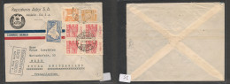 COLOMBIA. Colombia Cover - 1947 Medellin To Switz Bern Air Ilustr Mult Fkd Env+ Transoceanico 4 Air Special Cachet, Vf - Colombia