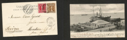 Chile - XX. 1906 (14 May) Punta Arenas - Switzerland, Montier (25 June) Astillero Bonacich. Multifkd Ppc. Fine. - Cile