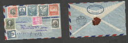 Chile - XX. 1936 (30 Sept) Osorno - Alemania, Oberbaien. Registered Air Multifkd Env At 12 Pesos Rate, Cds. Arrival Cach - Cile