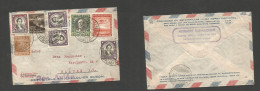 Chile - XX. 1934 (24 Apr) Antofagasta - Alemania, Plauen. Air Multifkd Env, Air Cachet 8,20 Pesos Rate. Transited Revers - Cile