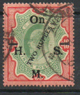 India GV 1925 2 Rupees On 10 Rupees KEVII Surcharge, Wmk. Single Star, Service Official, Used, SG O101 (E) - 1911-35  George V