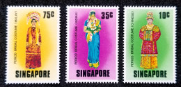 Singapore Chinese Indian Malay Bridal Costumes 1976 Cloth Costume Attire Wedding (stamp) MNH - Singapour (1959-...)