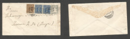 CHILE - Stationery. 1910 (9 Aug) Stgo - Switzerland, Luzern (6 Sept) 2c Grey Stat Env + 3 Adtls, Tied Grill Cds. Fine. - Chile