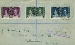 FIJI KGVI 1937 Coronation SG  246-8 On Registered Cover From Suva To Billericay UK - Fiji (...-1970)