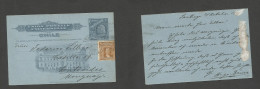 CHILE - Stationery. 1909 (20 Oct) Stgo - Uruguay, Montevideo. 3c Blue Stat Card + 3c Adtl, Tied Cds. Fine + Unusual Dest - Chile