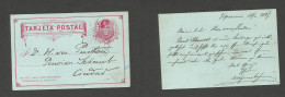 CHILE - Stationery. 1897 (17 Feb) Valp Local 2c Red Stat Card Usage. Conduccion Gratuita Cachet + "3" Box District Valp. - Chile