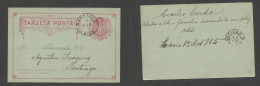 CHILE - Stationery. 1885 (Jan 1) Rancagua - Stgo (1 Enero) 2c Red Stat Card. Fine Early First Day Of Year Usage. - Cile