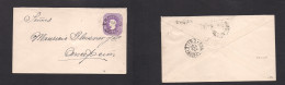 CHILE - Stationery. 1893 (Feb) Eralla - Concepcion (28 Feb) 5c Lilac Small Stationary Envelope, Paper Crossing Lines At  - Chile