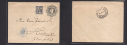 CHILE - Stationery. 1910 (16 June) Caldera - Germany, Hamburg Via Valp German Consular Mail Cachet 5c Grey Stat Env + 10 - Chili