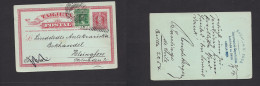 CHILE - Stationery. 1907 (7 Sept) Santiago - Tyuland (24 Oct) Helsingfors. 2c Red Stat Card + 1c Green Adtl. Arrival Cac - Chile