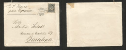 CHILE. 1898 (29 Aug) Valp - Spain, Barcelona, España. PN Vapor Iberia. Fkd Front Of Envelope With 20c Block - Grey Perce - Chile