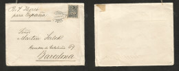 CHILE. 1898 (29 Aug) Valp - Spain, Barcelona, España. PN Vapor Iberia. Fkd Front Of Envelope With 20c Block - Grey Perce - Cile