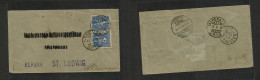 CHILE. 1892 (21 Oct) Stgo - Germany, St. Ludwig, Alsace (27 Nov) Fkd Env 5c Blue Long Pair, Tied Cds. Via Paris + Revers - Chile