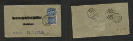 CHILE. 1892 (21 Oct) Stgo - Germany, St. Ludwig, Alsace (27 Nov) Fkd Env 5c Blue Long Pair, Tied Cds. Via Paris + Revers - Cile