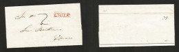 CHILE. 1831 (7 June) Stgo - Valp. EL With Text, Stline Red CHILE + "2" Mns Charge. VF. - Cile