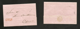 CHILE. 1831 (29 Aug) Stgo - Valp. EL Pmk Paper With Full Text, Stline "CHILE" (xxx) + Mns "2" Charge. VF. - Cile