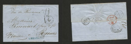 CHILE. 1858 (14 Jan) Valp - France, Reims (10 March) EL Full Text Via Valp BPO - London + French Exchange Entry GB 2,87  - Chili