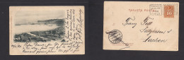 CHILE. 1899 (28 April) Stgo - Germany, Aachen (31 May) Early Postcard Lotaview Single 10c Orange Fkd. - Chile