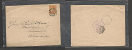 CHILE. Chile Cover - 1886 Valdivia To Germany Chemnitz Single 10c Orange Fkd Env German Consular Cachet Reverse - Chile