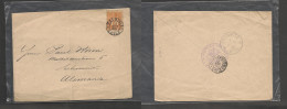 CHILE. Chile Cover - 1886 Valdivia To Germany Chemnitz Single 10c Orange Fkd Env German Consular Cachet Reverse - Cile