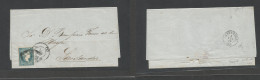 CUBA. 1859 (12 Marzo) Habana - Santander, Peninsula (5 April) Sobre Con Contenido Franqueada Con Sello 1/2 Rd Sn Filigra - Sonstige & Ohne Zuordnung