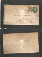 CUBA. 1891 (April 7) Habana - USA, Pa, Franklyn. Muy Raro 2c Verde USA Sobre Entero Postal Con Sello Cuba 5c Verde Y Mat - Other & Unclassified