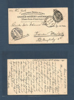 CUBA. 1904 (19 Dec) Habana - Germany, Dresden (3 Jan 05) US 2c Stat Card + Cuba 2c Ovptd + 1c Modified Perfin Value. Ver - Other & Unclassified