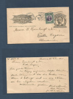 CUBA. 1911 (15 Feb) Habana - Alemania, Furth. Entero Postal 1c Negro + 1c Adicional Matasellos Rodillo Con Marca "1" Lle - Other & Unclassified
