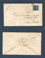 CUBA. 1898 (10 Nov) US Military PO - Santiago - USA, NYC (22 Nov) Fkd Envelope US 5 Cts Blue, Grill + Cds. Fine. - Other & Unclassified