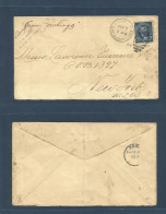 CUBA. 1899 (7 Jan) US Military STA 1. Santiago - USA, NYC (14 Jan) Fkd Envelope 5c Blue USA, "Por Vapor Santiago" - Other & Unclassified