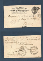 CUBA. 1904 (28 Nov) Cardenas - Habana. Local 1c Perforated On 2c De Peso Ovptd On US 2c Black Stationary Card, Cds + Gri - Other & Unclassified