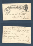 CUBA. 1899 (3 Apr) Havana - USA, Iowa, Keokuk (7 Apr) US 2C De Peso Ovptd On 2c Black Stat Card, With Military STA. Hava - Other & Unclassified