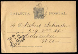 CUBA. 1897. Cuba A USA/Milwakee. Tarjeta Entero Postal 2c Pelón Verde/crema. Transito NY Al Frente. - Autres & Non Classés
