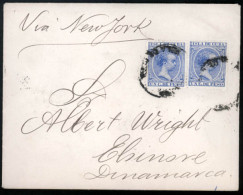 CUBA. 1895 (Junio). Ed.136 (2). Sobre Tarifa Impresos. Circulado A Dinamarca. Via New York Llegada Al Dorso. Sellos Mat. - Andere & Zonder Classificatie