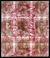 CUBA. PRUEBA: Rara. Bloque De 9. 10c Castaño. Alfonso XII Sobre Sello 5º A 1886 Y 87 12 Pesos 50c En Granate. Algún Poro - Otros & Sin Clasificación