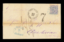 CUBA. 1874.(Oct.17). Havana To Netherlands. E.L. Franked Spanish Antilles 25 Cd "Ramito" Issue With Oval Blue Commercial - Autres & Non Classés