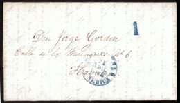CUBA. 1848. Cheshire/ England To Havana. E.L. With Blue Mark Empresa/N.America. (**) And  "1" Charge. VF. - Andere & Zonder Classificatie