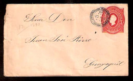 ECUADOR. 1892. Quito - Guayaquil. 5cts. Red Stat. Env. XF. Used. - Ecuador