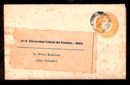 ECUADOR. C.1899. Quito - San Salvador. 2cts. Yellow Stat. Wrapper. V. Rare Used. - Equateur