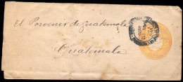 ECUADOR. 1892. Quito / Guatemala. 2cts Yellow Wrapper. Very Scarce Usage + Dest. - Equateur