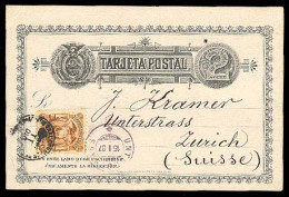 ECUADOR. 1886. QUITO-SWITZERLAND.2c.Stat Card+adtl Very Fine Scarce Usage - Equateur