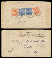 ECUADOR. 1897. Quito Local Usage. Registered Env Fkd On Reverse 5c (x2) + 10c (x2) Tied Cds. Rare Local Usage. - Equateur